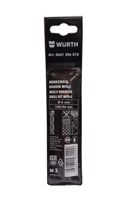 Foret multi-matériaux MFD-S à queue cylindrique, mèche multiusage MFDS-D6XL100 mm pour pratiquement tous les matériaux