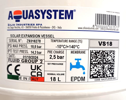Vase d'expansion solaire de 18 Litres