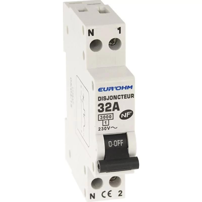 Disjoncteur Eurohm 1P N, 32 A, Courbe D, Connexion à Vis Haut/Bas, 230V~