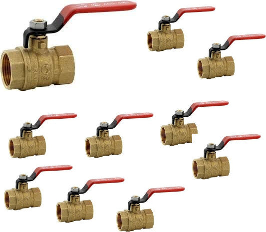 Brass ball valve 4MS 15S female female BSP red handle 3/4'' - Pack of 10