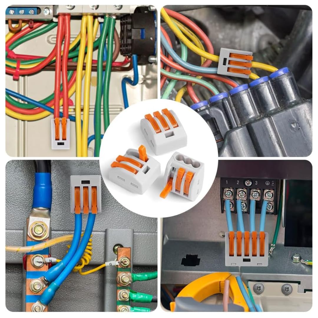 Connecteur de câble 2 entrées, boite de 100 pièces, Borne pour boîte de dérivation borne à 2 conducteurs avec leviers de manipulation