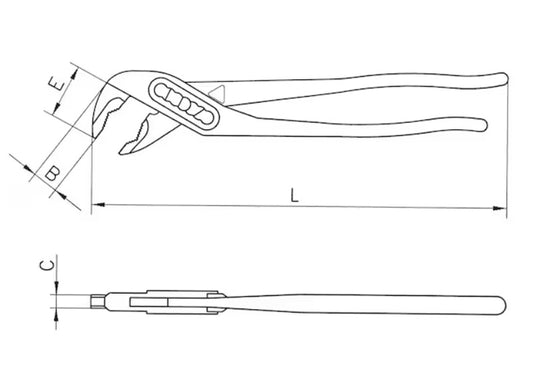Pince multiprise avec bouton-poussoir DIN ISO 8976, 560 mm