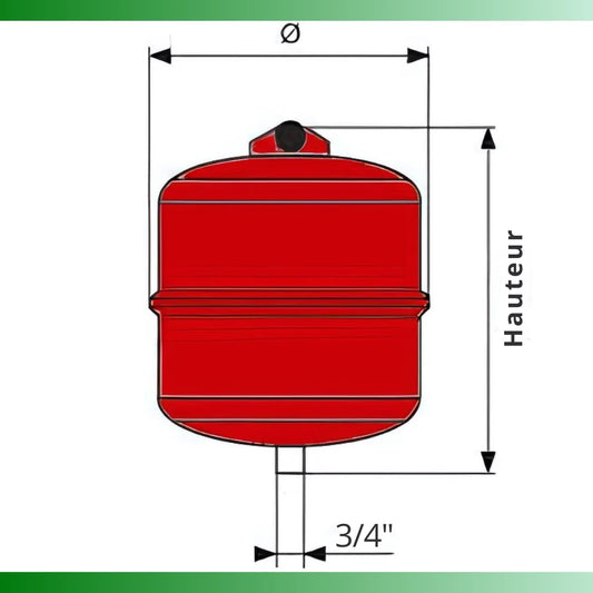 Vase d'expansion sanitaire 18L pour chauffe-eau, Gitral
