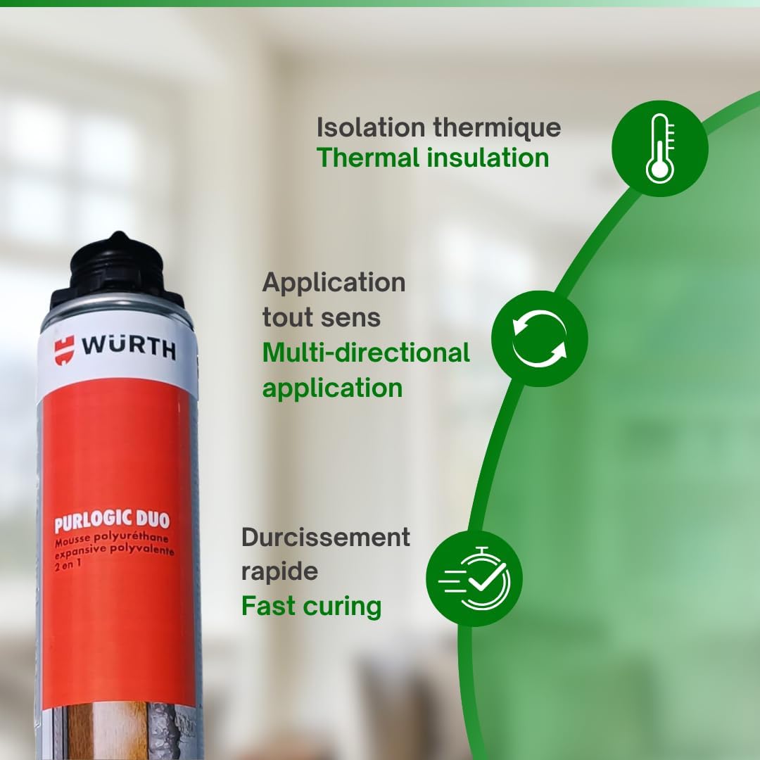 Mousse Polyuréthane Expansive Wurth Purlogic Duo 750 ml