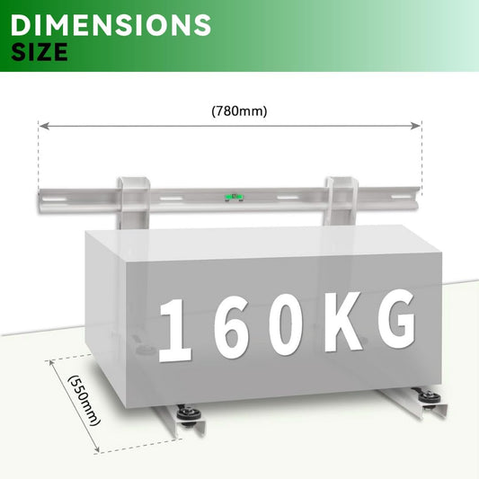 Support Mural Réglable en Acier Inoxydable pour PAC – 160 kg/Bras, 550x400x790 mm, avec Barre de Support et Niveau à Bulle Intégré, Installation Facile, Construction Robuste