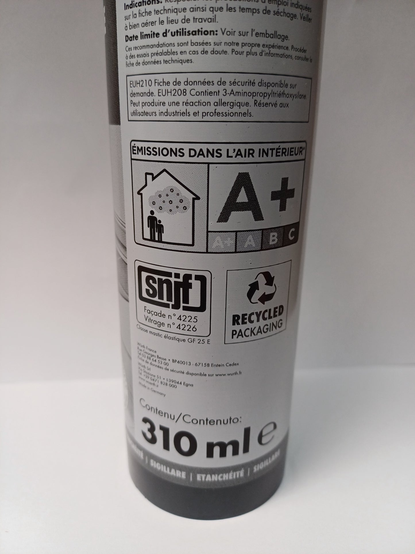 Mastic silicone neutre S,  310 ml