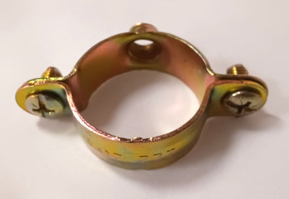 50 einfache zweiteilige Rohrschellen aus bichromatiertem Stahl 7X150 TUY. 26MM, perfekt zum Befestigen von Kupferrohren, Gelb verzinkt, Würth