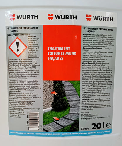 Traitement de toitures, murs et façades, antimousse – Wurth