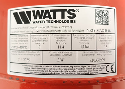 Vase d'expansion pour chaudière à vessie interchangeable 18 L