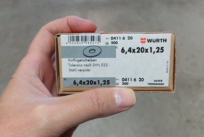 Karosseriescheibe 6,4 x 20 x 1,25 – 1 Karton mit 200 Scheiben