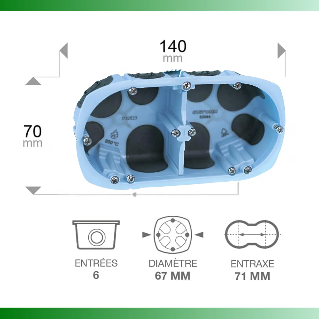 Lot de 20 boîtes d'encastrement double Air'Metic 67 P40