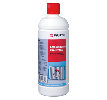 Heizungsentschlammungsmittel, alkalische Flüssigkeit zur kurativen Anwendung, Reinigung, Entkalkung, Korrosionsschutz, Würth 1kg, zur Entschlammung von Heizungskreisläufen, Weiß/Gelb, pH 7-8, 20°C