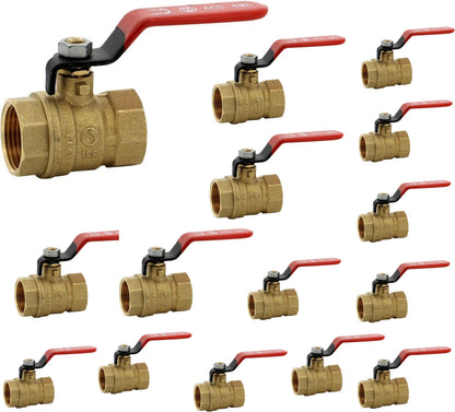 Vanne sphère laiton titré 4MS 15S femelle femelle BSP poignée rouge 1'' - Lot de 10
