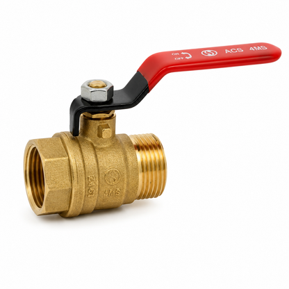 Brass ball valve 4MS 15S male female BSP red handle 1/2'' - Pack of 5