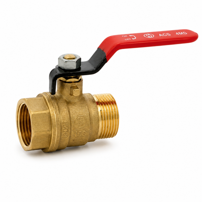 4MS 15S Brass Ball Valve - Male Female BSP Red Handle 1'' - Pack of 5