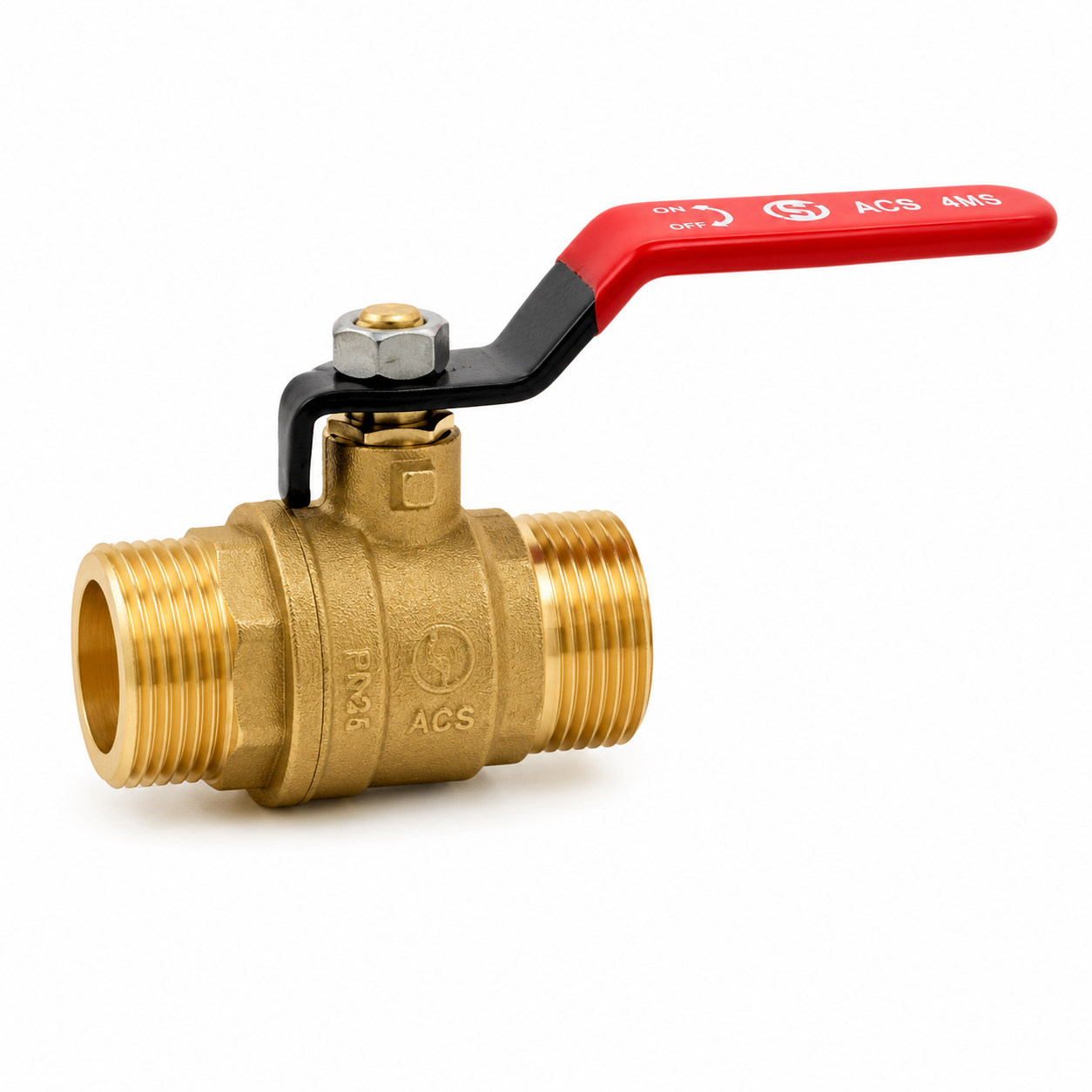 Sferaco - Brass ball valve 4MS 15S male male BSP red handle 1/2''