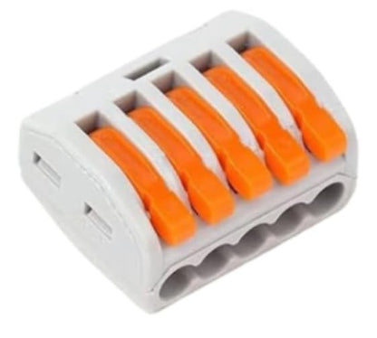 Connecteur de câble 5 entrées, boite de 50 pièces, Borne pour boîte de dérivation borne à 5 conducteurs avec leviers de manipulation