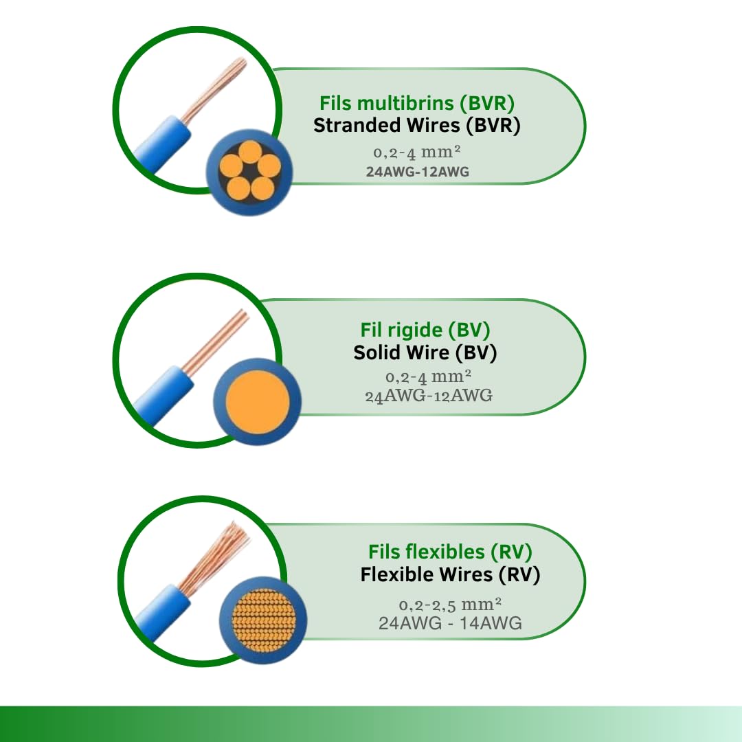Connecteur de câble 5 entrées, boite de 50 pièces, Borne pour boîte de dérivation borne à 5 conducteurs avec leviers de manipulation