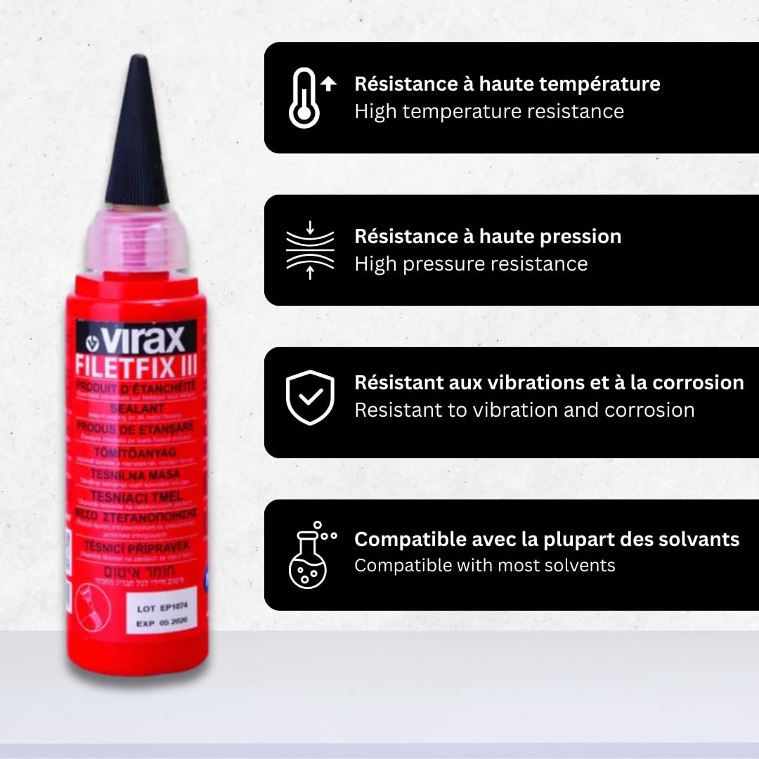 Résine pour étanchéité plomberie – Filetfix Virax 60 ml – Lot de 2