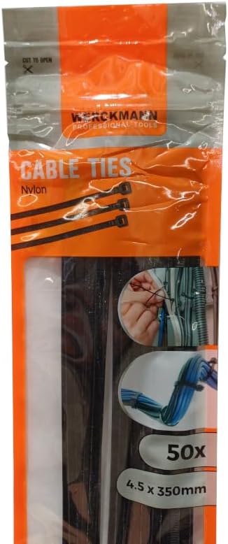 Collier de serrage, sachet 50 riselans 4,5x350 mm, noir