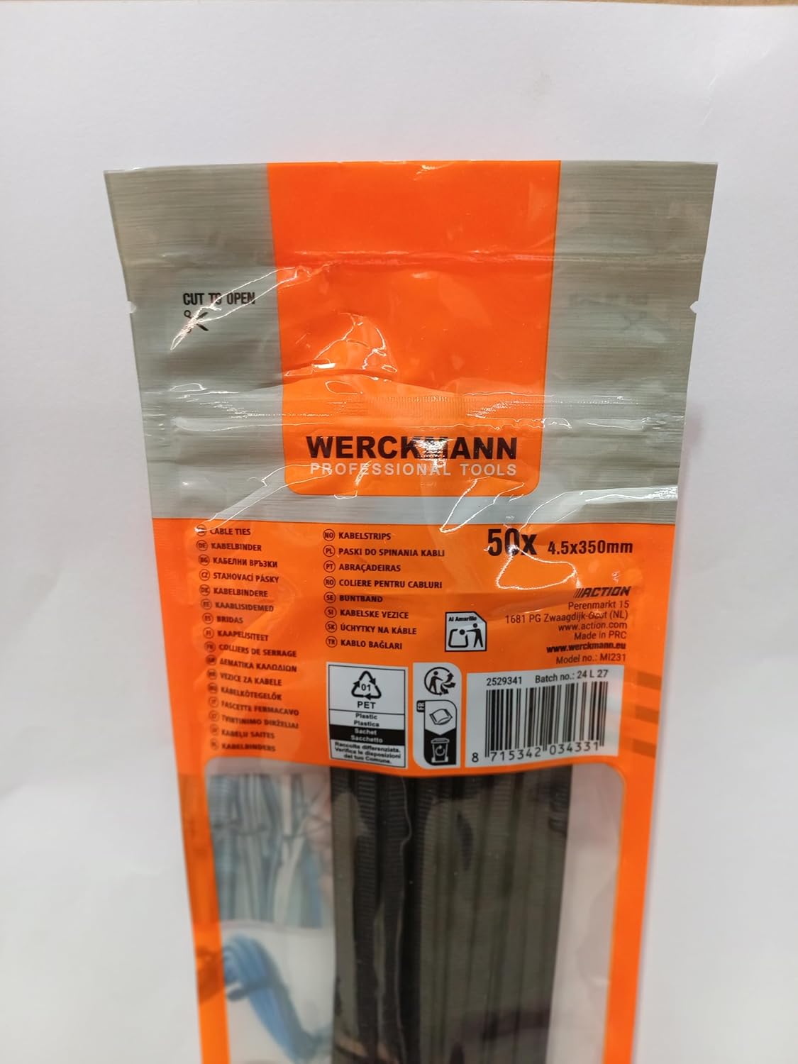 Collier de serrage, sachet 50 riselans 4,5x350 mm, noir