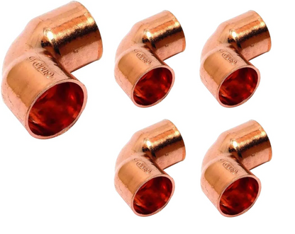 Lot de 5 Coudes égal 90° Femelle Femelle de 22 mm en cuivre