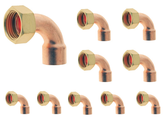 Coude en Cuivre à Souder avec Écrou Prisonnier, 2GC - 22 mm - lot de 10