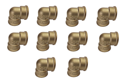 Coude en laiton, Femelle 3/4, lot de 10