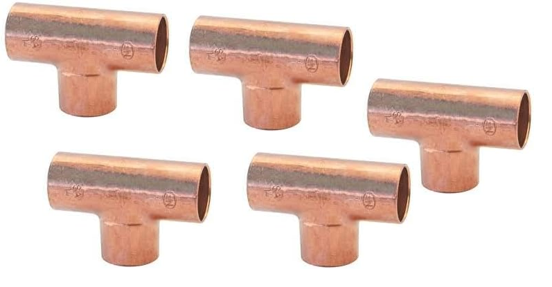 Lot de 5 Té en cuivre réduit triple femelle 28X16X28 - Raccord et tube - 5130R.22