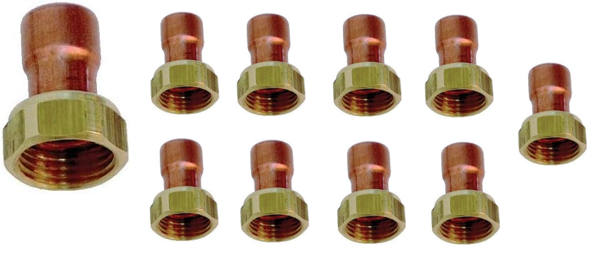 Manchon en Fer et Cuivre, Droit Femelle/Douille, 3/4" Ø 16 mm - lot de 10