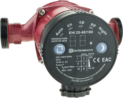 Röhtenbach Pompe de circulation 25-60/180 Pompe de chauffage haute efficacité 6 m