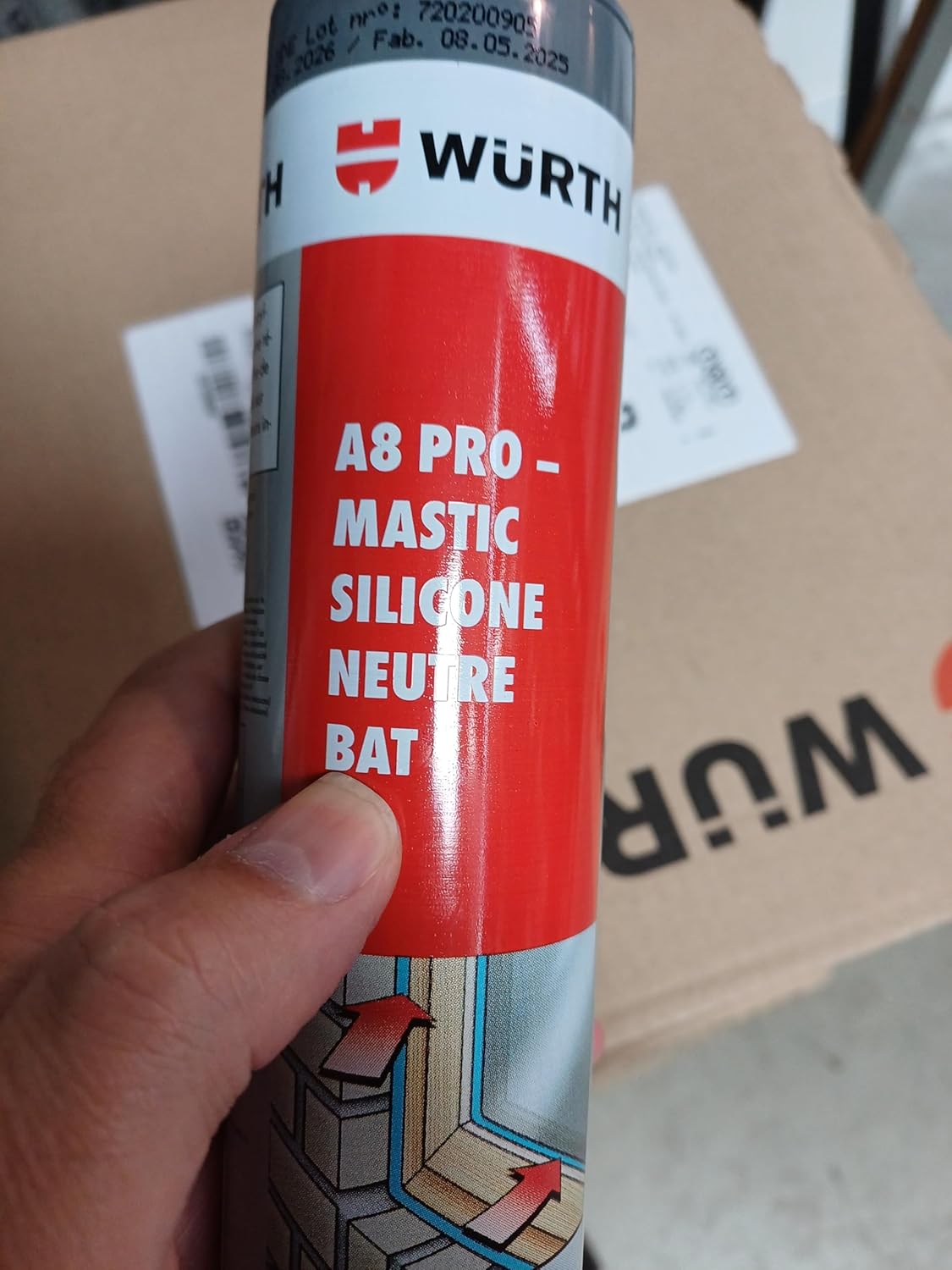 Lot de 2 Wurth A8 PRO Mastic Silicone Translucide/Transparent 310 ml