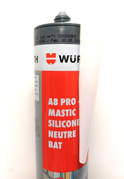 Lot de 2 Wurth A8 PRO Mastic Silicone Translucide/Transparent 310 ml