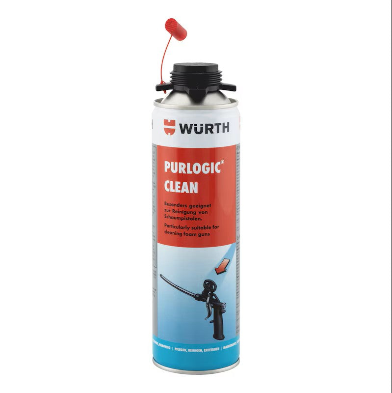 Nettoyant PURLOGIC Clean de Würth pour pistolet à mousse PU, 500 ml