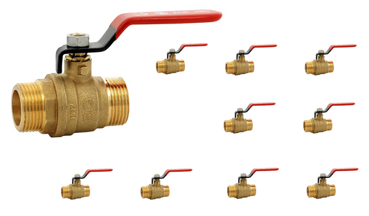 Vanne sphère en laiton titré 4MS 15S - mâle femelle BSP poignée rouge 1'' - lot de 10