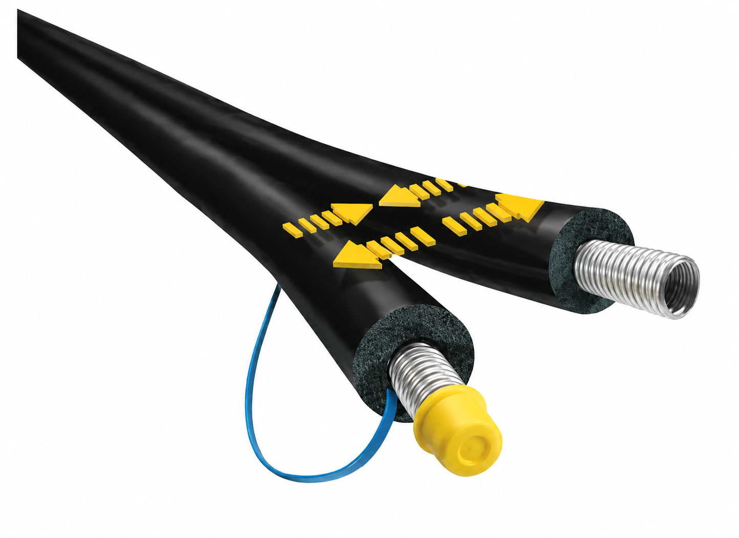 Armaflex duosolar tube ondulé inox pré-isolé dn16 | épaisseur 14mm, longueur 15m | liaison solaire flexible haute température avec câble capteur intégré