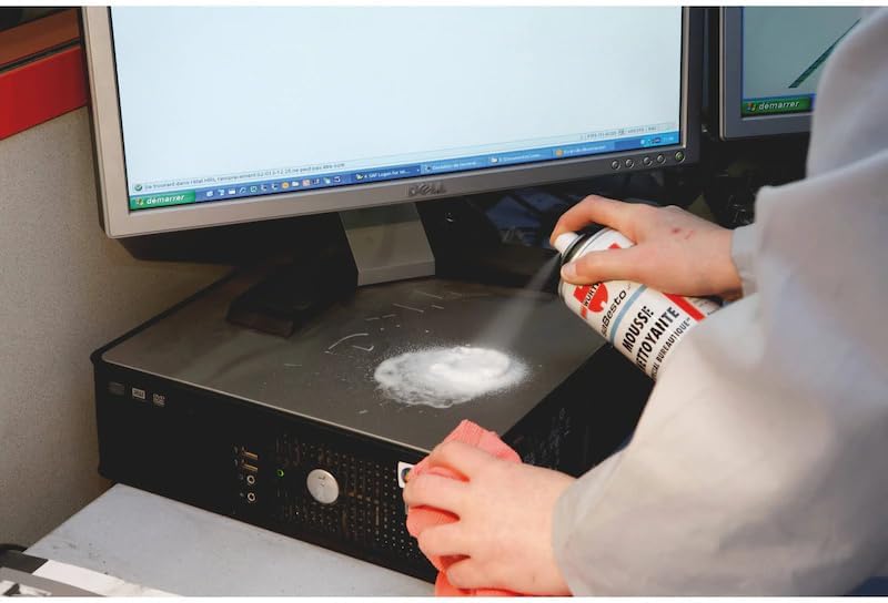 Mousse nettoyante pour la bureautique - Antistatique 500ml – Nettoyant écran, clavier et plastique haute éfficacité