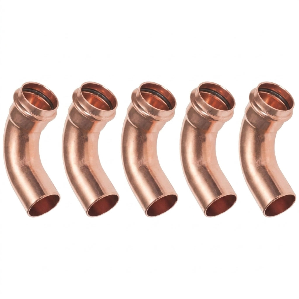 Copper Crimp Fitting - Set of 5 copper crimp fittings - 90° Male/Female Bends Ø28