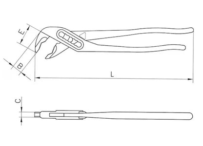 Pince multiprise avec bouton-poussoir DIN ISO 8976, 560 mm