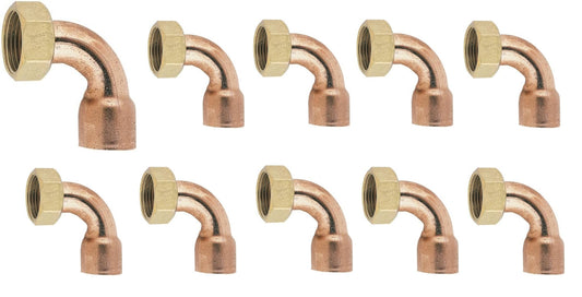 Lot de 10 Raccords coudés en cuivre, 28 mm, écrou prisonnier, 26x34 mm