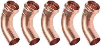 Raccord Cuivre à sertir - Lot de 5 raccords cuivre à sertir - Courbes 90° Mâle/Femelle Ø28