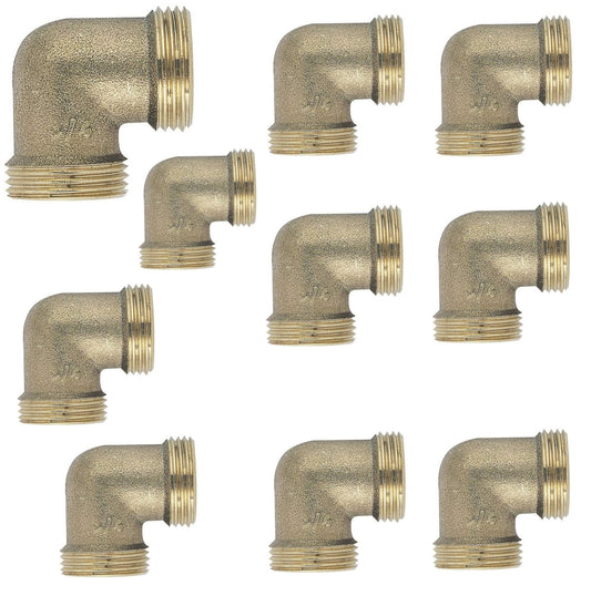 Coude laiton 3/4 mâle/mâle, économique. Lot de 10