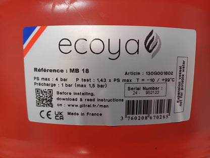 Vase d'expansion sanitaire 18L pour chauffe-eau, Watts
