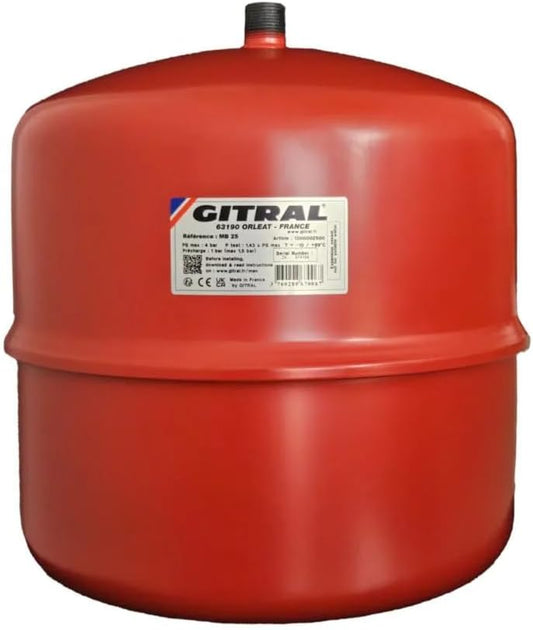 Vase d'expansion à membrane de 25 litres - tarage 1.5 bars - Gitral modèle : mb25
