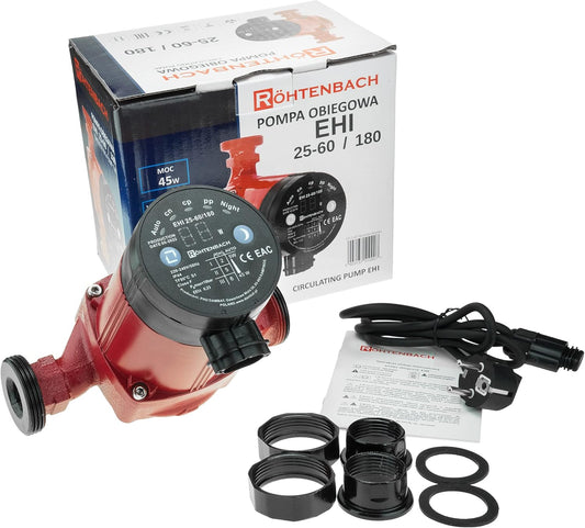 Röhtenbach Pompe de circulation 25-60/180 Pompe de chauffage haute efficacité 6 m