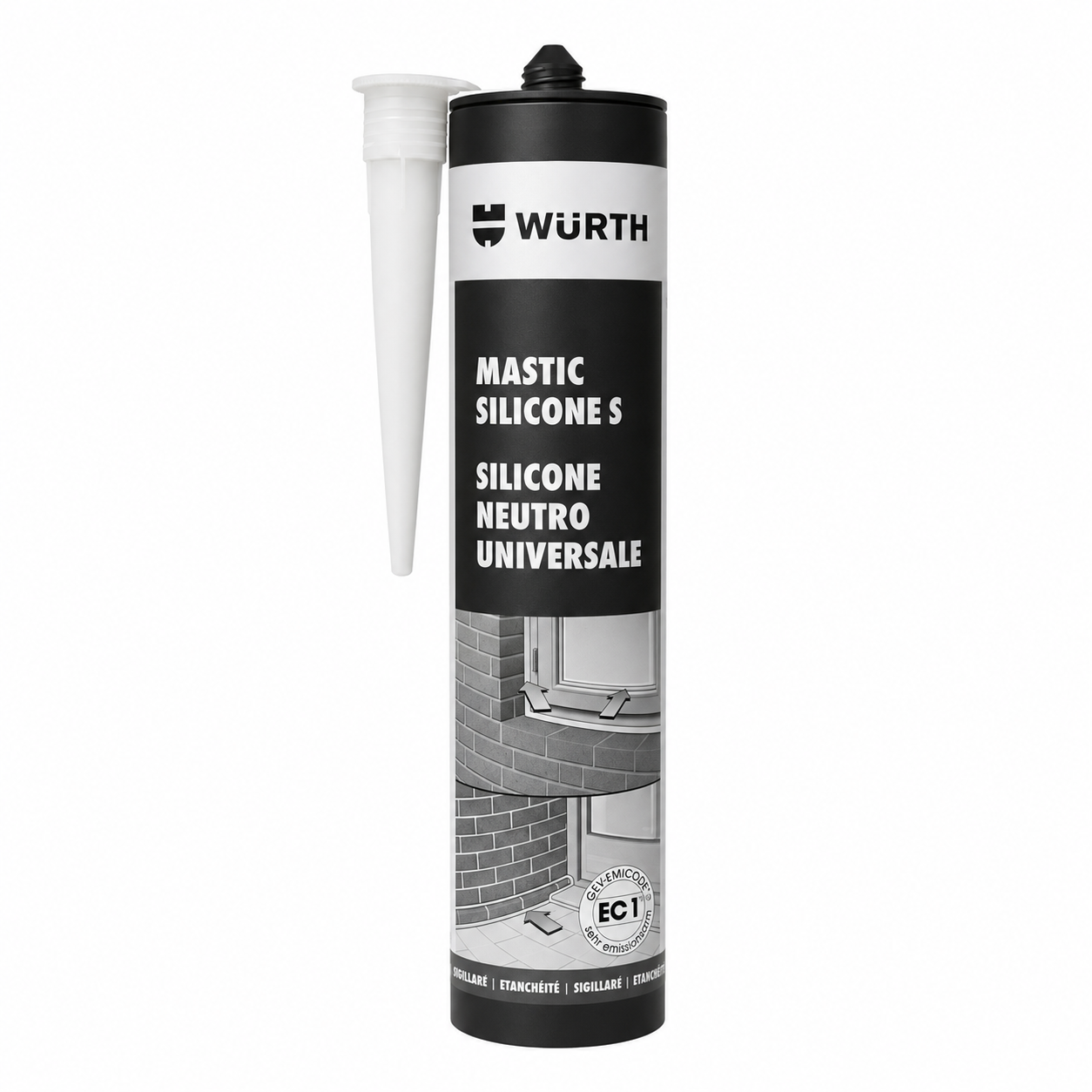 Mastic silicone neutre S,  310 ml, translucide