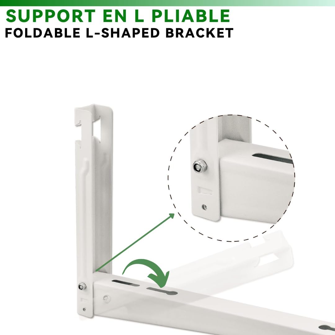 Support Mural Réglable en Acier Inoxydable pour PAC – 160 kg/Bras, 550x400x790 mm, avec Barre de Support et Niveau à Bulle Intégré, Installation Facile, Construction Robuste