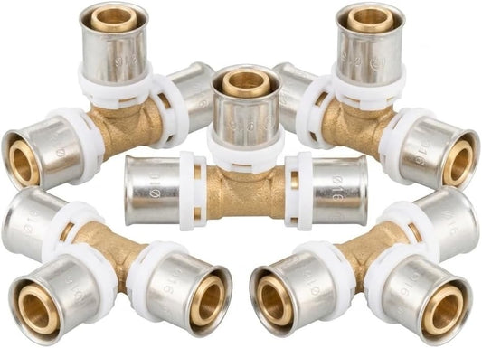 Lot de 5 - Té égal à sertir Multicouche Ø16 mm - profil TH