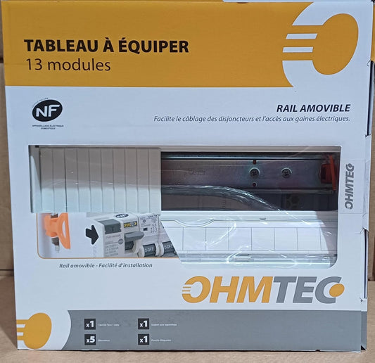 Tableau électrique nu, 1 rangée, 13 modules, blanc