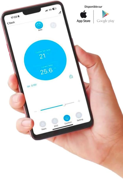 Powernity - Tête Thermostat Intelligent, 6 Modes, Programmation Hebdomadaire, Gestion à Distance